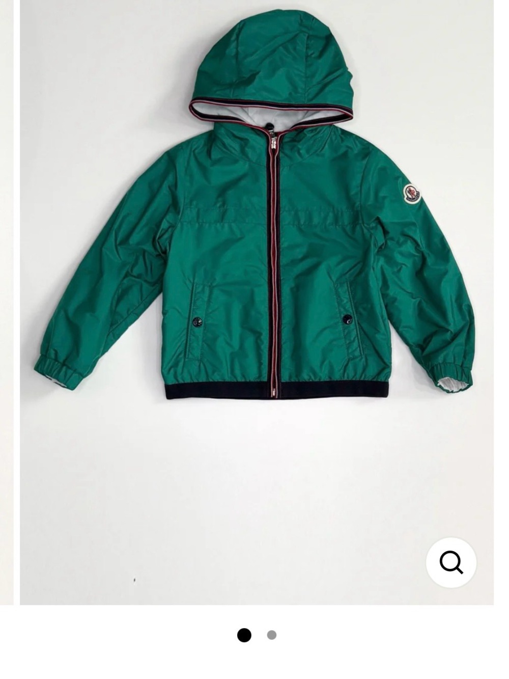 Moncler Kids Green Hooded Windbreaker with Contrast Trim
